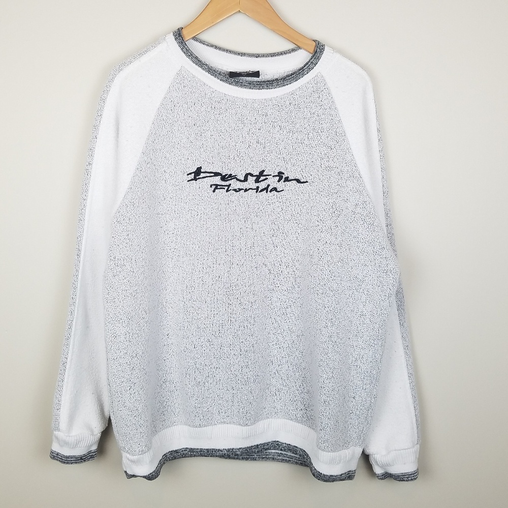Y2k Vintage Destin Florida 90s Gray Crewneck Sweater